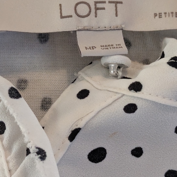 LOFT White and Black Polka Dot Blouse - Picture 3 of 3